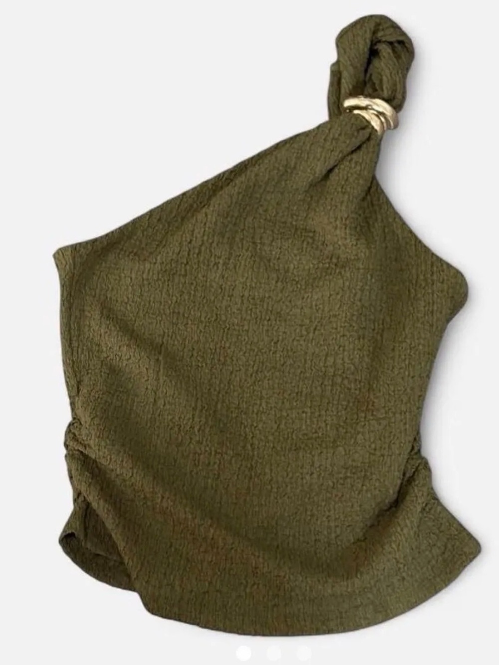 H&M Olive Green One-Shoulder Knot Tank
